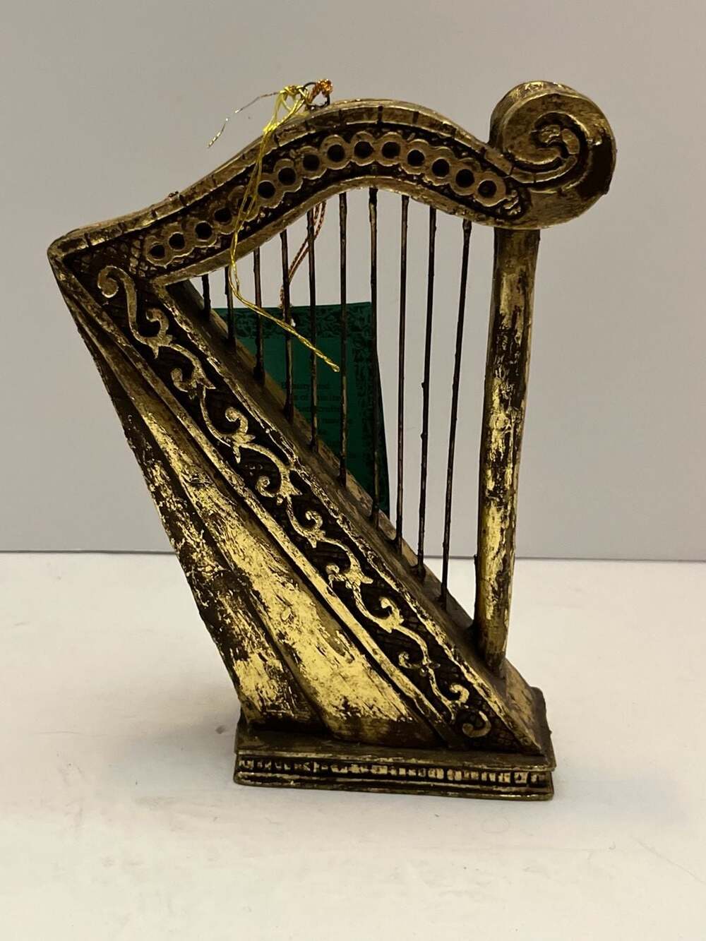 Handcrafted Gilt Gold and Black Decorative Miniature Harp Figurine NWT